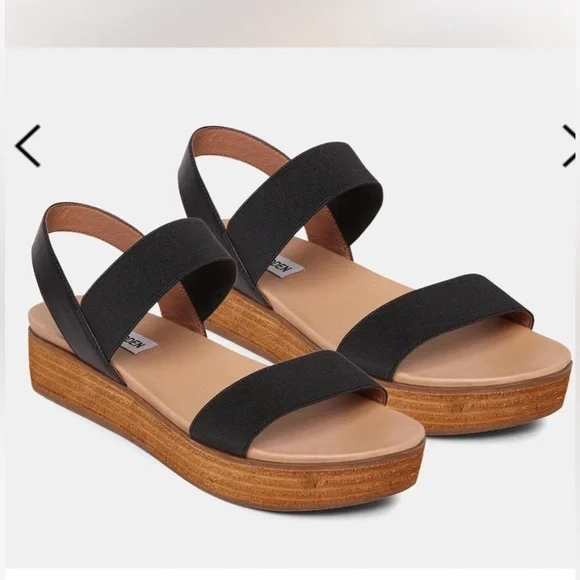 Steve Madden Agile Black Platform Sandals - Picture 1 of 6